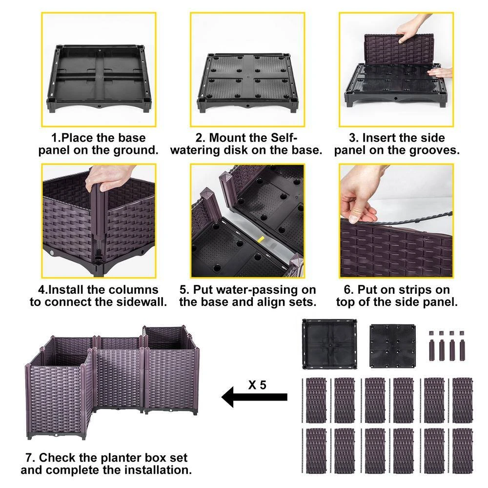 Plastic Raised Garden Bed 20.5 In. H Flower Box Kit Purple Raised Planter Boxes Set Of 5 Raised Garden Planter 6 Plastic Raised Garden Bed 20.5 In. H Flower Box Kit Purple Raised Planter Boxes Set Of 5 Raised Garden Planter - Image 4