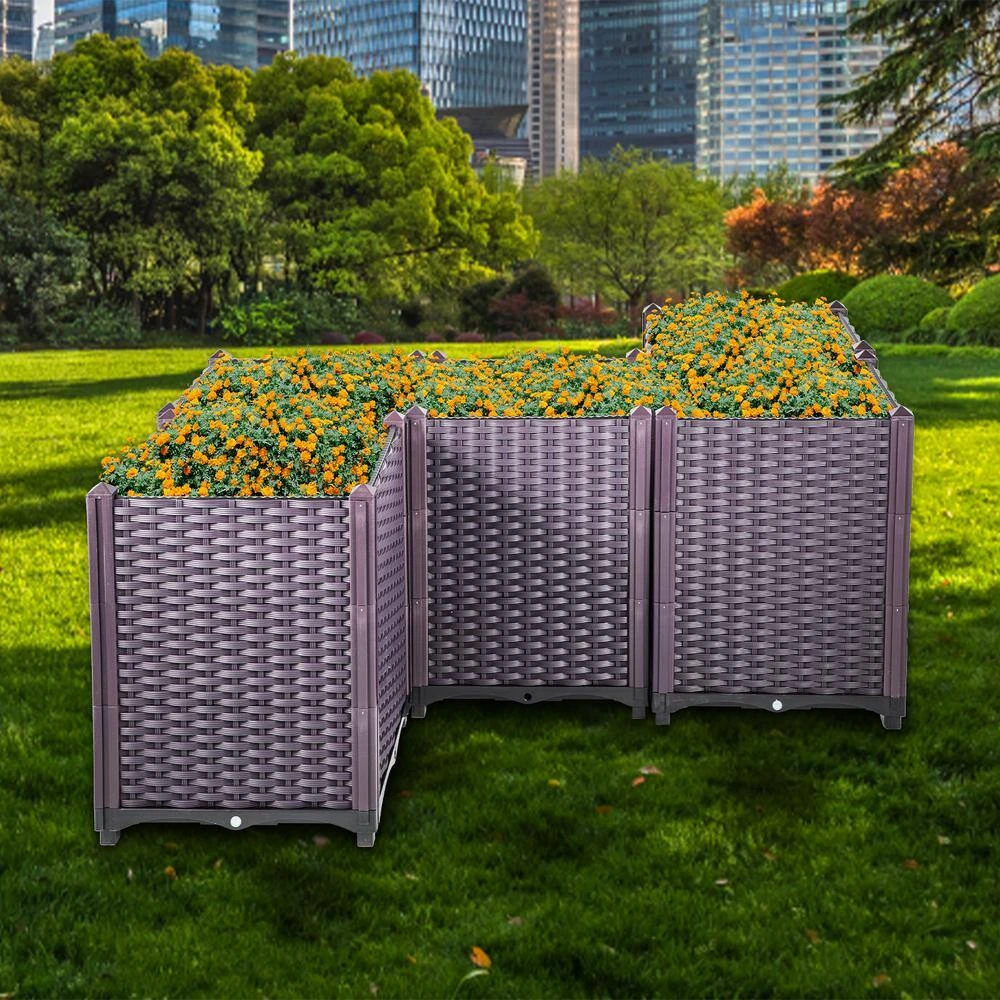 Plastic Raised Garden Bed 20.5 In. H Flower Box Kit Purple Raised Planter Boxes Set Of 5 Raised Garden Planter 10 Plastic Raised Garden Bed 20.5 In. H Flower Box Kit Purple Raised Planter Boxes Set Of 5 Raised Garden Planter - Image 8