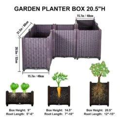 Plastic Raised Garden Bed 20.5 In. H Flower Box Kit Purple Raised Planter Boxes Set Of 5 Raised Garden Planter 14 Plastic Raised Garden Bed 20.5 In. H Flower Box Kit Purple Raised Planter Boxes Set Of 5 Raised Garden Planter -Vevor brown vevor raised planter boxes szfxwlg52cmrb28slv0 44 1000
