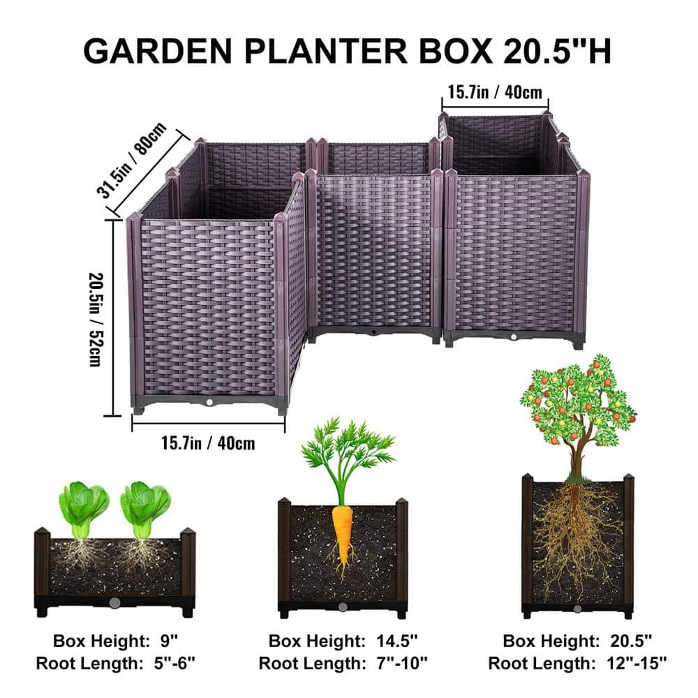 Plastic Raised Garden Bed 20.5 In. H Flower Box Kit Purple Raised Planter Boxes Set Of 5 Raised Garden Planter 7 Plastic Raised Garden Bed 20.5 In. H Flower Box Kit Purple Raised Planter Boxes Set Of 5 Raised Garden Planter - Image 5