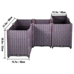 Plastic Raised Garden Bed 20.5 In. H Flower Box Kit Purple Raised Planter Boxes Set Of 5 Raised Garden Planter 16 Plastic Raised Garden Bed 20.5 In. H Flower Box Kit Purple Raised Planter Boxes Set Of 5 Raised Garden Planter -Vevor brown vevor raised planter boxes szfxwlg52cmrb28slv0 76 1000