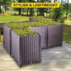 Plastic Raised Garden Bed 20.5 In. H Flower Box Kit Purple Raised Planter Boxes Set Of 5 Raised Garden Planter 15 Plastic Raised Garden Bed 20.5 In. H Flower Box Kit Purple Raised Planter Boxes Set Of 5 Raised Garden Planter -Vevor brown vevor raised planter boxes szfxwlg52cmrb28slv0 fa 1000