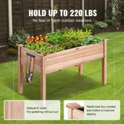4 Ft. X 2 Ft. X 2.5 Ft. Raised Garden Bed Wooden Planter Box With Legs Elevated Outdoor Planting Boxes -Vevor burlywood raised planter boxes gjs1205876cm1tdfmv0 1f 1000