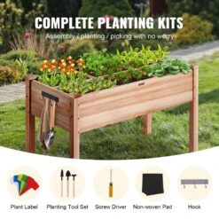 4 Ft. X 2 Ft. X 2.5 Ft. Raised Garden Bed Wooden Planter Box With Legs Elevated Outdoor Planting Boxes -Vevor burlywood raised planter boxes gjs1205876cm1tdfmv0 4f 1000