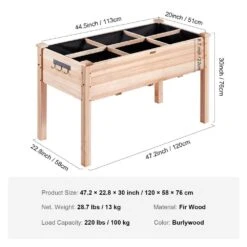 4 Ft. X 2 Ft. X 2.5 Ft. Raised Garden Bed Wooden Planter Box With Legs Elevated Outdoor Planting Boxes -Vevor burlywood raised planter boxes gjs1205876cm1tdfmv0 76 1000