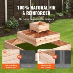 Raised Garden Bed 3.7 Ft. X 3.7 Ft. X 1.7 Ft. Wooden Planter Box With Open Base Outdoor Planting Boxes -Vevor burlywood vevor raised planter boxes ld11311351cm1pkzav0 1f 1000