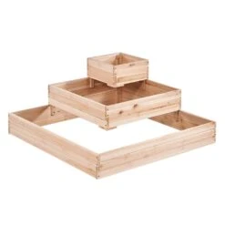 Raised Garden Bed 3.7 Ft. X 3.7 Ft. X 1.7 Ft. Wooden Planter Box With Open Base Outdoor Planting Boxes