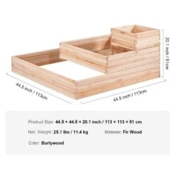 Raised Garden Bed 3.7 Ft. X 3.7 Ft. X 1.7 Ft. Wooden Planter Box With Open Base Outdoor Planting Boxes -Vevor burlywood vevor raised planter boxes ld11311351cm1pkzav0 76 1000
