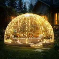 Garden Dome Bubble Tent 9.5 Ft. X 9.5 Ft. X 5.8 Ft. PVC Screen Igloo Geodesic Dome With Led Light Strings, Clear -Vevor clear vevor canopy tents xkzp9 5ft00000001v0 31 1000