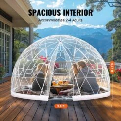 Garden Dome Bubble Tent 9.5 Ft. X 9.5 Ft. X 5.8 Ft. PVC Screen Igloo Geodesic Dome With Led Light Strings, Clear -Vevor clear vevor canopy tents xkzp9 5ft00000001v0 4f 1000