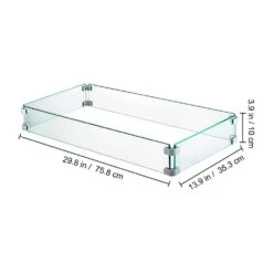 Fire Pit Wind Guard 29.5 In. X 13.6 In. X 4 In. Fire Pit Tempered Glass Wind Guard Fence 0.3 In. Thick Fire Pit Insert -Vevor clear vevor fire pit covers and accessories ffb29x13x4 5yc001v0 76 1000