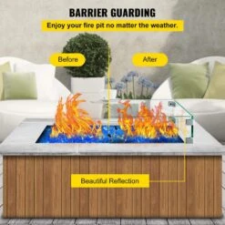 Outdoor Fire Pit Wind Guard 41.8 X 18 X 6 In. Glass Flame Guard 0.24 In. Thickness Rectangle Fire Wind Guard Fence -Vevor clear vevor fire pit covers and accessories ffb41 5x17 5x6yc1v0 1f 1000