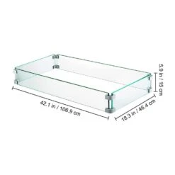 Outdoor Fire Pit Wind Guard 41.8 X 18 X 6 In. Glass Flame Guard 0.24 In. Thickness Rectangle Fire Wind Guard Fence -Vevor clear vevor fire pit covers and accessories ffb41 5x17 5x6yc1v0 76 1000
