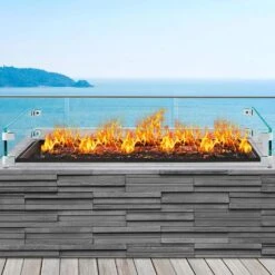 Fire Pit Wind Guard 38 X 10.5 X 6 In. Glass Wind Guard 0.3 In. Thick Rectangular Glass Shield For Propane,Gas,Outdoor -Vevor clear vevor fire pit covers and accessories fxff3810 56injwbgv0 31 1000