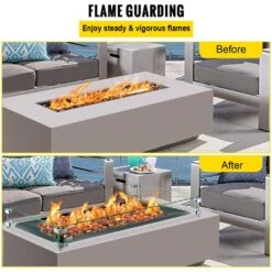 Fire Pit Wind Guard 38 X 10.5 X 6 In. Glass Wind Guard 0.3 In. Thick Rectangular Glass Shield For Propane,Gas,Outdoor -Vevor clear vevor fire pit covers and accessories fxff3810 56injwbgv0 4f 1000