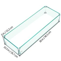 Fire Pit Wind Guard 38 X 10.5 X 6 In. Glass Wind Guard 0.3 In. Thick Rectangular Glass Shield For Propane,Gas,Outdoor -Vevor clear vevor fire pit covers and accessories fxff3810 56injwbgv0 76 1000