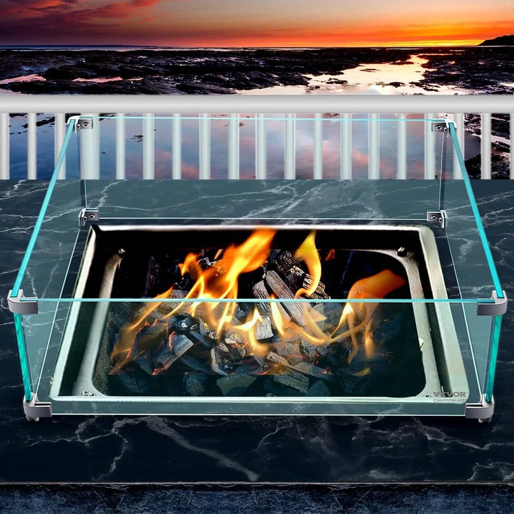 Fire Pit Wind Guard 14 X 14 X 6 In. Glass Wind Guard Rectangular Glass Shield 0.3 In. Thick Fire Table For Propane,Gas 10 Fire Pit Wind Guard 14 X 14 X 6 In. Glass Wind Guard Rectangular Glass Shield 0.3 In. Thick Fire Table For Propane,Gas - Image 8