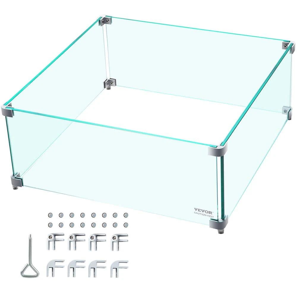 Fire Pit Wind Guard 14 X 14 X 6 In. Glass Wind Guard Rectangular Glass Shield 0.3 In. Thick Fire Table For Propane,Gas 3 Fire Pit Wind Guard 14 X 14 X 6 In. Glass Wind Guard Rectangular Glass Shield 0.3 In. Thick Fire Table For Propane,Gas