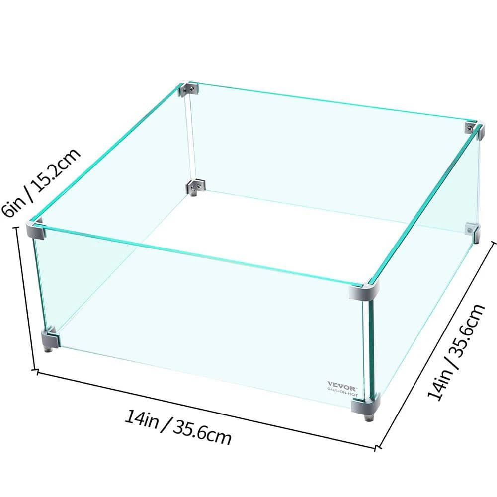 Fire Pit Wind Guard 14 X 14 X 6 In. Glass Wind Guard Rectangular Glass Shield 0.3 In. Thick Fire Table For Propane,Gas 9 Fire Pit Wind Guard 14 X 14 X 6 In. Glass Wind Guard Rectangular Glass Shield 0.3 In. Thick Fire Table For Propane,Gas - Image 7
