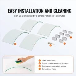 Fire Pit Wind Guard 17 X 17 X 6 In. Glass Flame Guard 0.25 In. Thick Glass Shield With Aluminum Alloy Feet Fire Table -Vevor clear vevor fire pit covers and accessories yxblffbyc1760eg1yv0 4f 1000