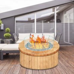 Fire Pit Wind Guard 22.8 X 22.8 X 6 In. Clear Tempered Glass Flame Guard 0.25 In. Thick Round Glass Shield For Outdoor -Vevor clear vevor fire pit covers and accessories yxblffbyc23673qvjv0 31 1000