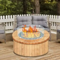 Fire Pit Wind Guard 23 X 23 X 8 In. Glass Flame Guard 1/4 In. Thick Round Glass Shield -Vevor clear vevor fire pit covers and accessories yxblffbyc2383ecv3v0 31 1000