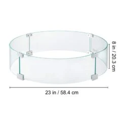 Fire Pit Wind Guard 23 X 23 X 8 In. Glass Flame Guard 1/4 In. Thick Round Glass Shield -Vevor clear vevor fire pit covers and accessories yxblffbyc2383ecv3v0 76 1000