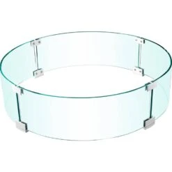 Fire Pit Wind Guard 24 X 24 X 6 In. Clear Tempered Glass Flame Guard 0.25 In.Thickness Round Glass Shield With Feet