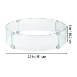Fire Pit Wind Guard 24 X 24 X 6 In. Clear Tempered Glass Flame Guard 0.25 In.Thickness Round Glass Shield With Feet -Vevor clear vevor fire pit covers and accessories yxblffbyc246629sfv0 76 1000