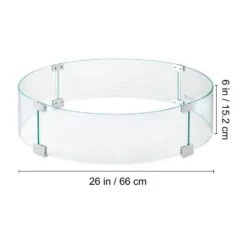 26 In. X 26 In. X 6 In. Round Glass Shield 0.25 In.Thickness Glass Flame Guard For Propane Fire Pit Wind Guard -Vevor clear vevor fire pit covers and accessories yxblffbyc266h8tv8v0 76 1000