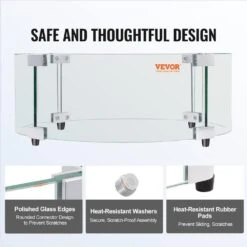 Fire Pit Wind Guard 29 X 8 In. Round Glass Flame Shield 0.24 In. Thick Fire Table Accessory Clear Tempered Glass Guard -Vevor clear vevor fire pit covers and accessories yxblffbyc296yxwc3v0 44 1000