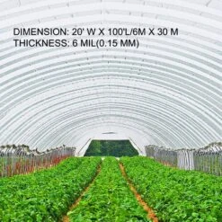 20 Ft. X 100 Ft. 6 Mil Greenhouse Film Clear UV Resistant Superior Strength Greenhouse Polyethylene Film To Keep Warming 12 20 Ft. X 100 Ft. 6 Mil Greenhouse Film Clear UV Resistant Superior Strength Greenhouse Polyethylene Film To Keep Warming -Vevor clear vevor plant tree covers pewsm20100ft00001v0 4f 1000