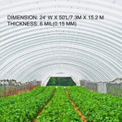 Greenhouse Polyethylene Film 32 Ft. X 25 Ft. 6 Mil Superior Toughness Plastic Sheeting For Landscaping Projects -Vevor clear vevor plant tree covers pewsm3225ft000001v0 4f 1000