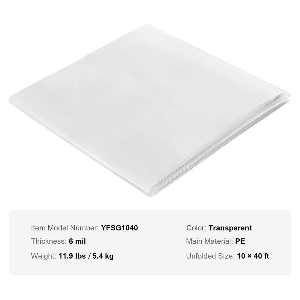Greenhouse Plastic Sheeting 10 Ft . X 40 Ft. 6 Mil Thickness Clear Greenhouse Film Polyethylene Film 4-Year UV Resistant 9 Greenhouse Plastic Sheeting 10 Ft . X 40 Ft. 6 Mil Thickness Clear Greenhouse Film Polyethylene Film 4-Year UV Resistant - Image 7