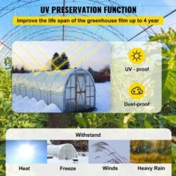 Greenhouse Film 12 Ft. X 100 Ft. Greenhouse Plastic Sheeting 6 Mil Thickness Clear Polyethylene Cover For Gardening -Vevor clear vevor plant tree covers tmwsmyc12ft10y2hdv0 1f 1000