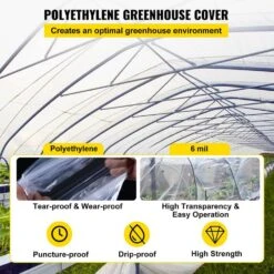 Greenhouse Film 12 Ft. X 100 Ft. Greenhouse Plastic Sheeting 6 Mil Thickness Clear Polyethylene Cover For Gardening -Vevor clear vevor plant tree covers tmwsmyc12ft10y2hdv0 4f 1000