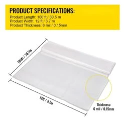 Greenhouse Film 12 Ft. X 100 Ft. Greenhouse Plastic Sheeting 6 Mil Thickness Clear Polyethylene Cover For Gardening -Vevor clear vevor plant tree covers tmwsmyc12ft10y2hdv0 76 1000