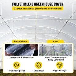 Greenhouse Film 10 Ft. X 100 Ft. Suncover Greenhouse 6 Mil Thickness UV Proof Farm Plastic Supply For Agriculture -Vevor clear vevor plant tree covers wstm101006milt1isv0 4f 1000