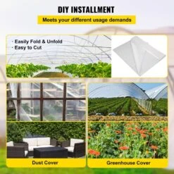 Greenhouse Film 10 Ft. X 100 Ft. Suncover Greenhouse 6 Mil Thickness UV Proof Farm Plastic Supply For Agriculture -Vevor clear vevor plant tree covers wstm101006milt1isv0 fa 1000
