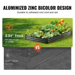8 Ft. X 4 Ft. X 1 Ft. Galvanized Metal Outdoor Garden Bed With Safe Edging Planter Raised Box, Raised Garden Beds Kit -Vevor dark gray raised planter boxes ldsjszzctsh94c4eqv0 1f 1000