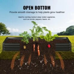 8 Ft. X 4 Ft. X 1 Ft. Galvanized Metal Outdoor Garden Bed With Safe Edging Planter Raised Box, Raised Garden Beds Kit -Vevor dark gray raised planter boxes ldsjszzctsh94c4eqv0 44 1000