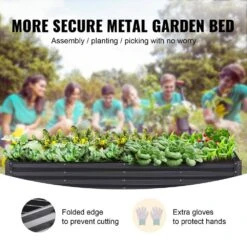 8 Ft. X 4 Ft. X 1 Ft. Galvanized Metal Outdoor Garden Bed With Safe Edging Planter Raised Box, Raised Garden Beds Kit -Vevor dark gray raised planter boxes ldsjszzctsh94c4eqv0 4f 1000