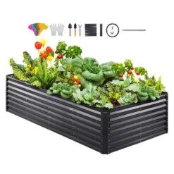 8 Ft. X 4 Ft. X 2 Ft. Large Metal Raised Planter Box With Open Bottom Garden Beds Outdoor Raised Garden Bed Kit
