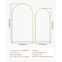 Wedding Arch Backdrop Stand, 7.2 Ft. And 6 Ft., 11.2 In. X 5.1 In., Set Of 2 Stand With Case Connection. Arbor -Vevor gold vevor arbors hlgmbjjbydjlv3eytv0 76 1000