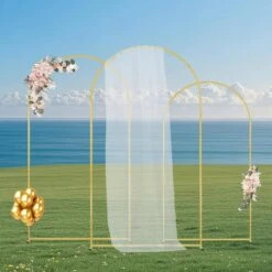 Wedding Arch Backdrop Stand, Set Of 3, 12.9 In. X 6.8 In., Metal Stable Stand With Case Connection. Arbor -Vevor gold vevor arbors hlgmbjjbydjs7o7cqv0 31 1000