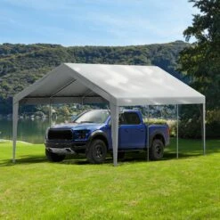 Carport Replacement Canopy Cover 12 Ft. X 20 Ft., Garage Top Tent Shelter Tarp Heavy-Duty Waterproof -Vevor gray vevor canopy parts ckpb12x20fth7x9qgv0 31 1000