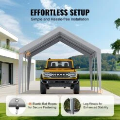 Carport Replacement Canopy Cover 12 Ft. X 20 Ft., Garage Top Tent Shelter Tarp Heavy-Duty Waterproof -Vevor gray vevor canopy parts ckpb12x20fth7x9qgv0 44 1000