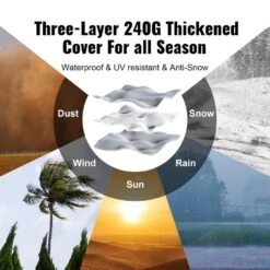 Compact Outdoor Shelter, 7 X 12 X 7. 36 Ft. Durable Season-Long Storage Canopy, Instant Setup Tent With Rolling Zip Door -Vevor gray vevor canopy parts tycwp7ftx12fttuicv0 1021 1f 1000