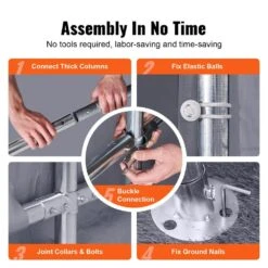 Compact Outdoor Shelter, 7 X 12 X 7. 36 Ft. Durable Season-Long Storage Canopy, Instant Setup Tent With Rolling Zip Door -Vevor gray vevor canopy parts tycwp7ftx12fttuicv0 1021 44 1000