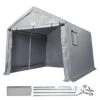 Compact Outdoor Shelter, 7 X 12 X 7. 36 Ft. Durable Season-Long Storage Canopy, Instant Setup Tent With Rolling Zip Door -Vevor gray vevor canopy parts tycwp7ftx12fttuicv0 1021 64 1000